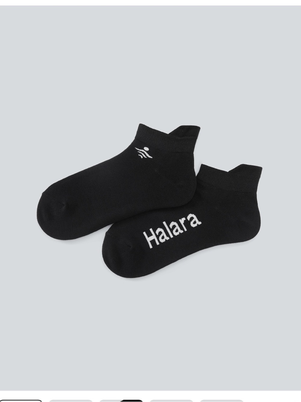 HALARA Women's Black Low-Cut Athletic Socks with White Logo